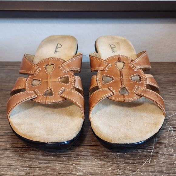 Clarks Calenne Women's Wedge Sandals Shoes Size 9 Brown - Picture 2 of 9